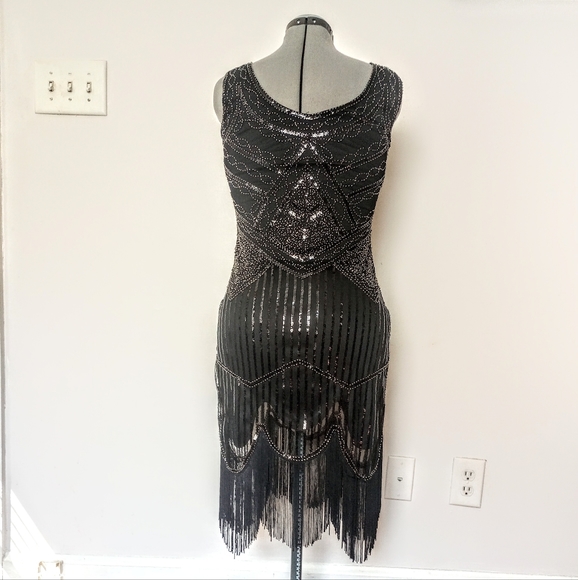 Vintage Beaded Art Deco Dress - Picture 2 of 5